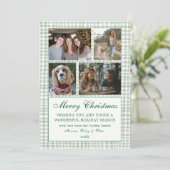 Chic Gingham Christmas Custom 9 Fotocollage Feestdagenkaart (Staand voorkant)