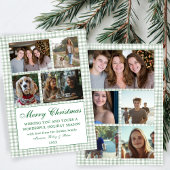 Chic Gingham Christmas Custom 9 Fotocollage Feestdagenkaart