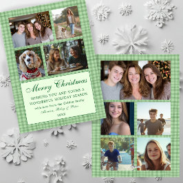 Chic Gingham Christmas Custom 9 Fotocollage Feestdagenkaart