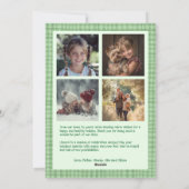 Chic Gingham Christmas Green Custom 5 Foto Feestdagenkaart (Achterkant)