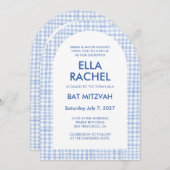 Chic Gingham Modern Custom QR Bat Bar Mitzvah Arch Kaart (Voorkant / Achterkant)