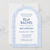 Chic Gingham Modern Custom QR Bat Bar Mitzvah Arch Kaart (Voorkant)