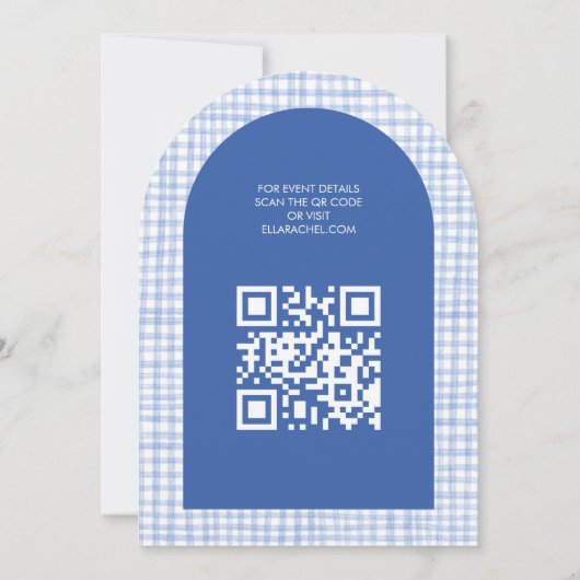 Chic Gingham Modern Custom QR Bat Bar Mitzvah Arch Kaart (Achterkant)