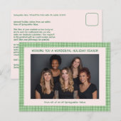 Chic Gingham Pink Green Christmas Custom Business  Feestdagenkaart (Voorkant / Achterkant)