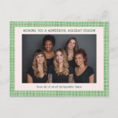 Chic Gingham Pink Green Christmas Custom Business  Feestdagenkaart (Voorkant)