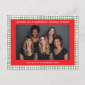 Chic Gingham Red Green Christmas Custom Business  Feestdagenkaart (Voorkant)