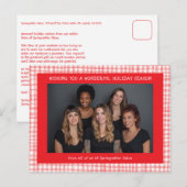 Chic Gingham Red White Christmas Custom Business  Feestdagenkaart (Voorkant / Achterkant)