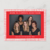 Chic Gingham Red White Christmas Custom Business Feestdagenkaart (Voorkant)
