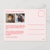 Chic Gingham Roze Rode Kerst Custom 3 Foto Feestdagenkaart (Achterkant)