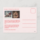 Chic Gingham Roze Rode Kerst Custom 3 Foto Feestdagenkaart (Achterkant)