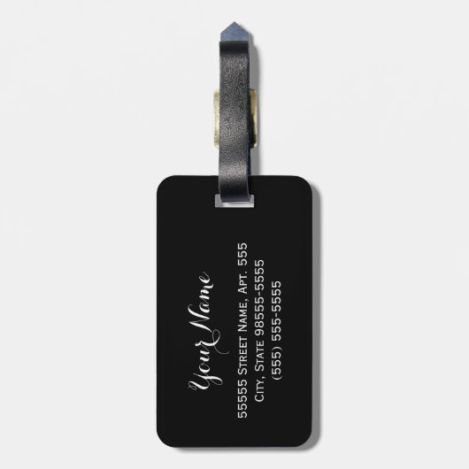 Chic Giraffe print Aqua Blue Ribbon Bow met naam Bagagelabel (Achterkant verticaal)