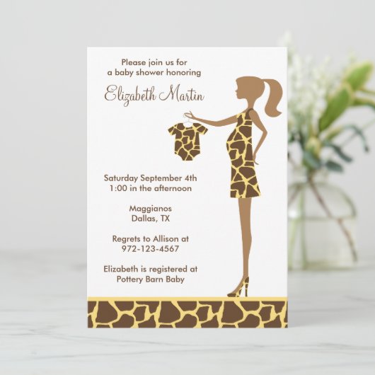Chic Giraffe Print Baby shower Uitnodiging (Staand voorkant)