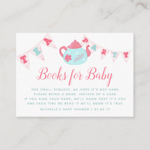 Chic Girl Baby shower Tea Party Book Request Informatiekaartje