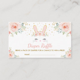 Chic Girl Bunny Konijn Blush Bloemen Luier Raffle Informatiekaartje