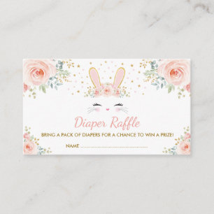 Chic Girl Bunny Konijn Blush Bloemen Luier Raffle Informatiekaartje