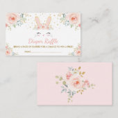 Chic Girl Bunny Konijn Blush Bloemen Luier Raffle Informatiekaartje (Voorkant / Achterkant)