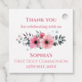 Chic Girl First Heilige Communauteit Roze Vloerkru Bedankjes Labels (Achterkant)