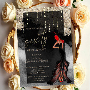 Chic Girl Glitter 60e verjaardag Kaart