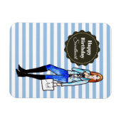 Chic Girl met Denim Jacket en Trousers Mode Magneet (Horizontaal)