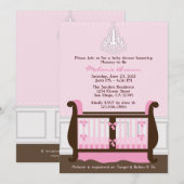 Chic Girl Pink Nursery Decor Baby shower Invite Kaart (Voorkant / Achterkant)