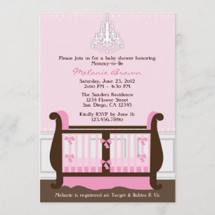 Chic Girl Pink Nursery Decor Baby shower Invite Kaart