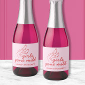 Chic Girls Gone Mild Hand getrokken Bachelorette Sparkling Wijnetiket