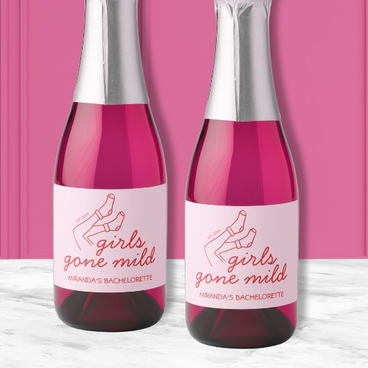 Chic Girls Gone Mild Hand getrokken Bachelorette Sparkling Wijnetiket