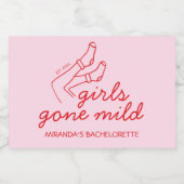 Chic Girls Gone Mild Hand getrokken Bachelorette Sparkling Wijnetiket (Enkel label)