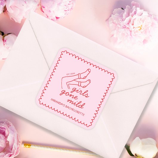 Chic Girls Gone Mild Handgeschreven Bachelorette Vierkante Sticker