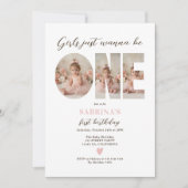 Chic Girls Just wanna be One Photo First Birthday Kaart (Voorkant)