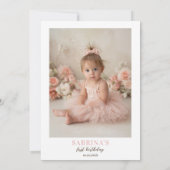 Chic Girls Just wanna be One Photo First Birthday Kaart (Achterkant)