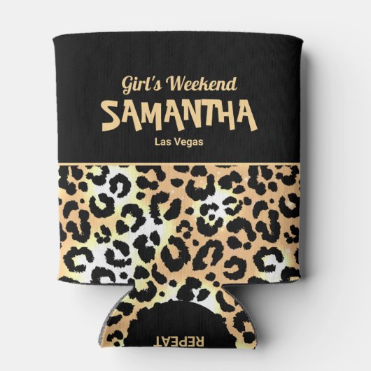 Chic Girls Weekend Wild Leopard Print Blikjeskoeler (Achterkant)