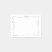Chic Girly Baby Blue Bow Ribbon Lijst Post-it® Notes (Voorkant)