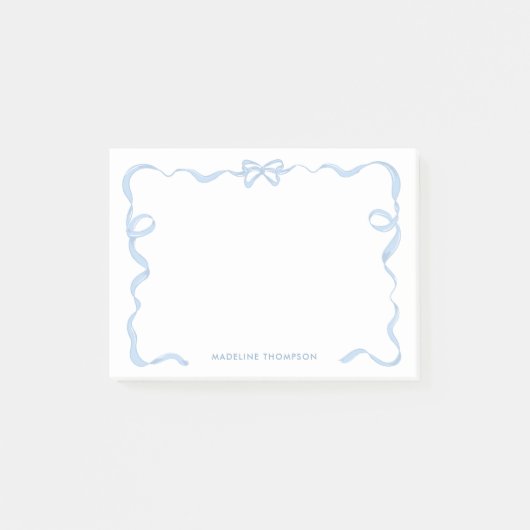 Chic Girly Baby Blue Bow Ribbon Lijst Post-it® Notes (Voorkant)