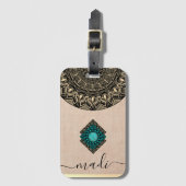 chic girly beige round mandala douanenaam bagagelabel (Voorkant (verticaal))