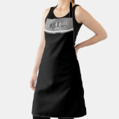 Chic Girly Black Silver Glitter Monogram Naam Schort (Insitu)