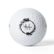 Chic Girly Black & White Monogram Name Wreate