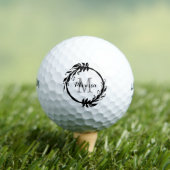 Chic Girly Black & White Monogram Name Wreate Golfballen (Insitu Shirt)
