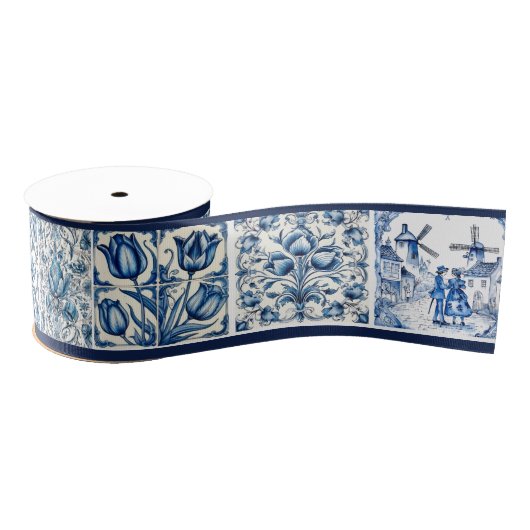 Chic girly Blauw wit toilet Grosgrain Lint (Spoel)