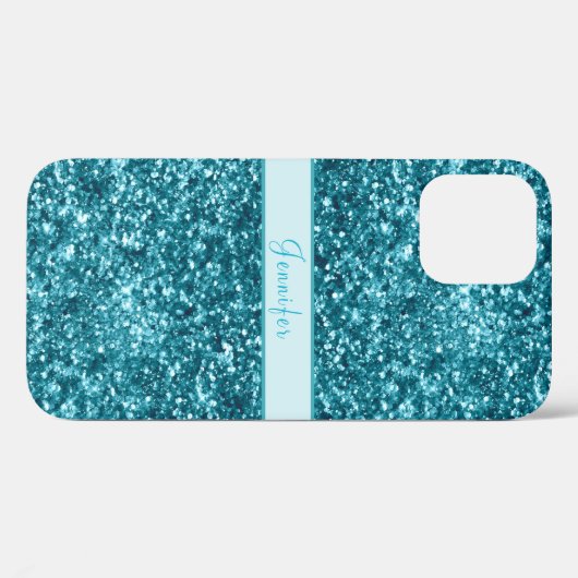 Chic Girly Blue Glitter Name Design Case-Mate iPhone Case (Achterkant (horizontaal))