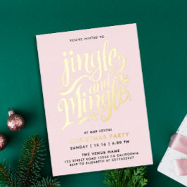 Chic Girly Blush Pink Gold Cocktail Kalligrafie Folie Uitnodiging