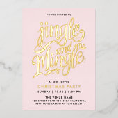 Chic Girly Blush Pink Gold Cocktail Kalligrafie Folie Uitnodiging (Voorkant)