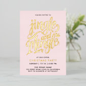 Chic Girly Blush Pink Gold Cocktail Kalligrafie Folie Uitnodiging (Staand Voorkant)