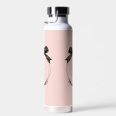 Chic Girly Bow Moderne Vrouwelijke Blush Roze Mono Waterfles (Rechts)