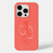 Chic Girly Coral Name Initiaal Letter Monogram Case-Mate iPhone Case (Achterkant)