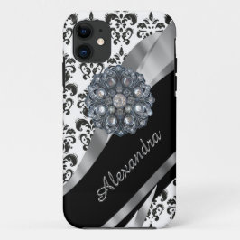 Chic girly  damask gepersonaliseerd Case-Mate iPhone case