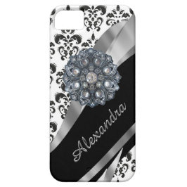 Chic girly  damask gepersonaliseerd Case-Mate iPhone case