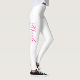 Chic Girly Eenvoudig Roze Script Witte Bruid Leggings