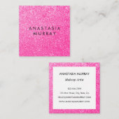 Chic, Girly en Glam Black Hot Pink Glitter Sparkle Vierkante Visitekaartje (Voorkant / Achterkant)