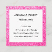 Chic, Girly en Glam Black Hot Pink Glitter Sparkle Vierkante Visitekaartje (Achterkant)